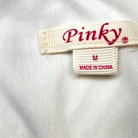 Pinky Women's Dress Medium M White Sleeveless Criss Cross Back Misses Size 8 10 - Picture 3 of 6